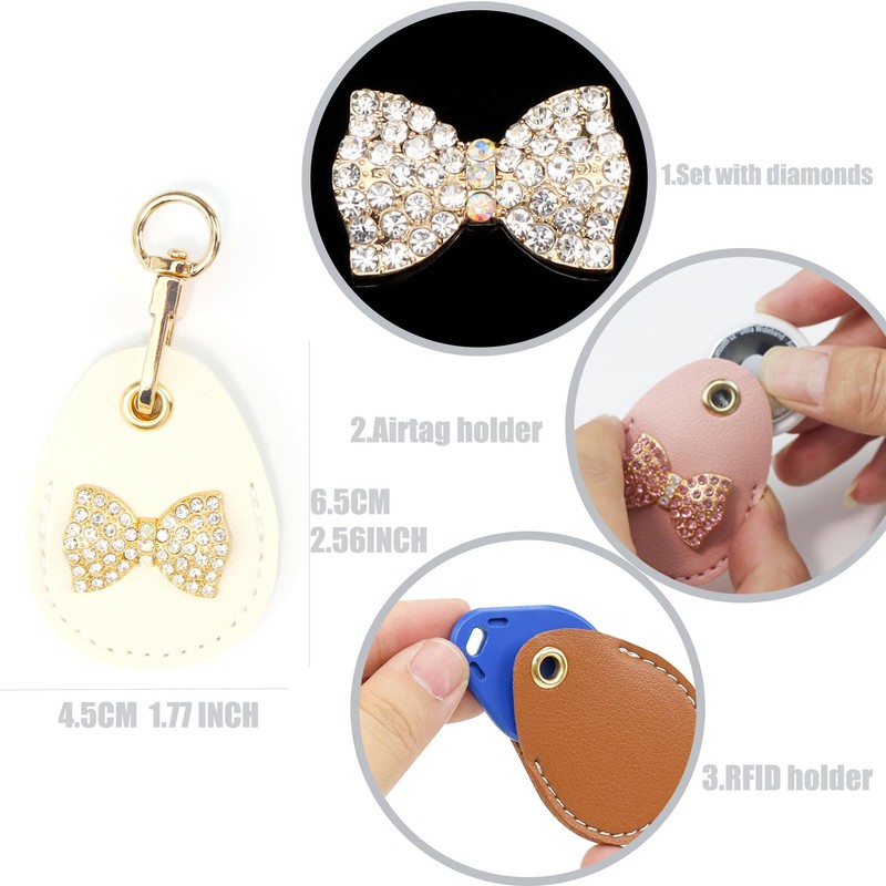 Rayslesan Key Fob Cover with Leather Holder Compatible with Airtag/RFID,Compatible