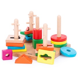 TOTJOY montessori toys for 2+ year olds 18+ Months, 3 Year Old Wooden Puzzles for 2 year olds Educational Toy For Toddlers Shapes Sorting Stacking Toys Busy Board Sensory Toys 2-4 years