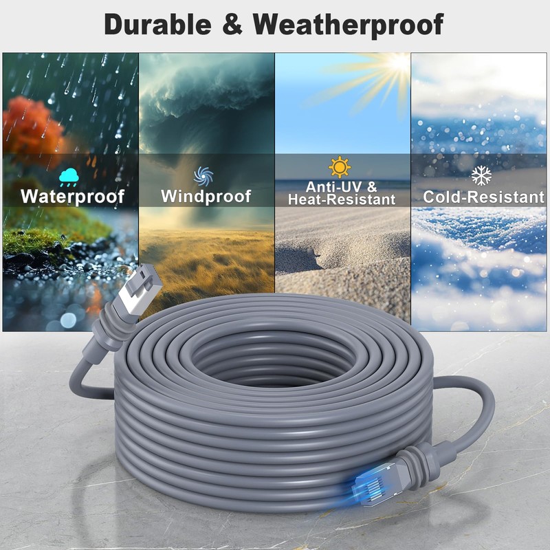 Anautin 100ft Starlink Gen 3 Cable - 6.5/75/100/150ft High-Speed Weatherproof