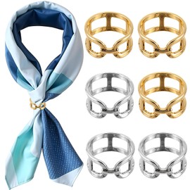 6 Pcs Scarf Ring for Women Wonderful Scarf Ring Clip Scarf Buckle Scarf Rings and Slides for Scarves Silk Scarf Buckle Punk Link Shawl Clips Scarf Clasp Holder Scarves Pin Dress Accessories Jewelry