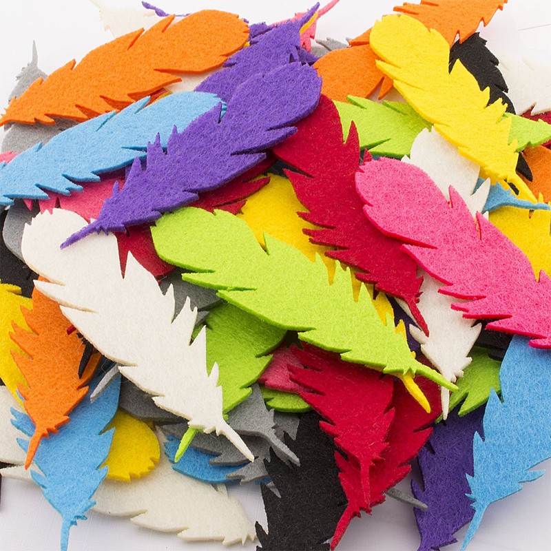 Summer-Ray 50pcs Mixed Color Felt Feather Laser Cut Embellishment Value