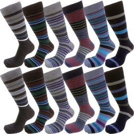 USBingoshopTM Mens Cotton Dress Socks (12 Pack) (10-13, Striped)