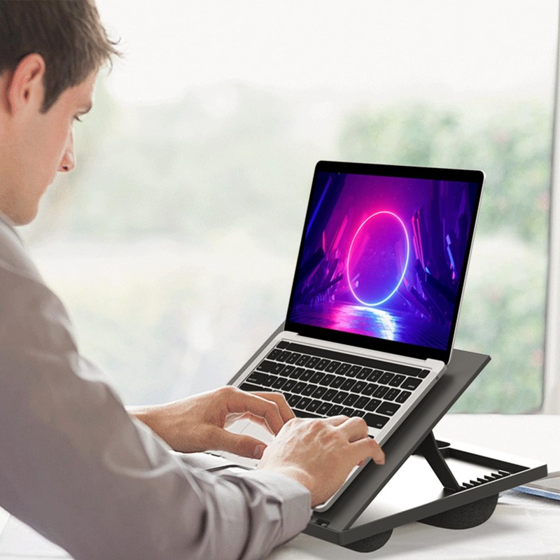 Adjustable Laptop Desk with 8 Angles - Cushioned Lap Desk
