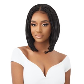 Outre 4x4 Lace Front Wig Pre Braided hand Tied HD Lace BOX BRAID BOB 12" (DR1B/2T425)