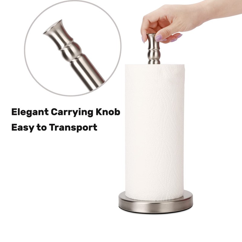 Paper Towel Holder Stand Countertop with Heavy Weighted Stainless Steel