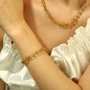 SKENUDY 18K Gold-Plated Chunky Chain Bracelets for Men and Women
