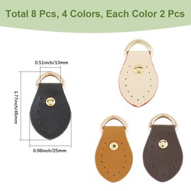 CALFOVERA 8PCS 4 Colors Leather Zipper Puller Genuine Cowhide Slider Tags Fixer Handle Zipper Tab Heads Purse Strap Mount Hook Sewing Buckle DIY Hanging D-Ring Clips for Bags Handbags Jacket Repair