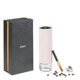 Portable Electric Coffee Grinder, Rechargeable Handheld Grinder with Stainless Steel Conical Burr, Adjustable Grind Settings, for Espresso, Moka, Pour Over, French Press, Cold Brew, Blushy