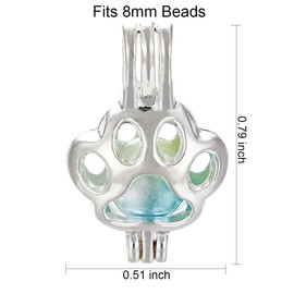 10 colgantes de jaula de perlas con estampado de patas plateadas, difusor de aceite esencial, collar y pulsera, fabricación de joyas, abalorio a granel, difusor de aromaterapia, regalos para mujeres y niñas (pata de perro)