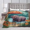 FAMEMBERPERS Blanket Hippo Cute Hippopotamus Gifts Lightweight Throws Soft Air