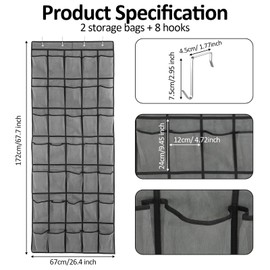 LLOUSSAK 2 Pcs 70 Pockets Over the Door Shoe Organizer, Breathable Large White Mesh Pockets, Upgraded Hanging Shoe Organizer for Door Strong Shoe Rack Closet Holder with 8 Metal Hooks