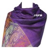 GFM Mosaic Flower Design Pashmina Style Scarf (FRL1), .S11-jmn-purple