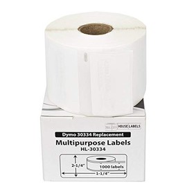 HOUSELABELS Compatible DYMO 30334 Multipurpose Labels (2-1/4" x 1-1/4") with Removable Adhesive Compatible with Rollo, DYMO LW Printers, 2 Rolls / 1,000 Labels per Roll