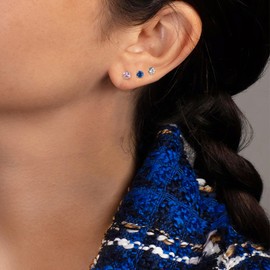 Milacolato Titanium Stud Earrings for Women Men | Hypoallergenic Surgical Stainless Steel Screw Back Earrings | Double Side Cubic Zirconia Stud Earrings | 5Pairs Silver Tone