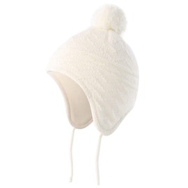 Connectyle Boys Girls Kids Knit Winter Hat Earflap Warm Beanie Skull Cap L White