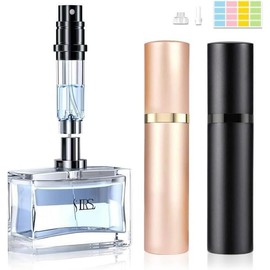 Perfume Atomizer Travel Refillable, Portable Cologne Sprayer Bottles for Travel, Bottom Pump Refilling Fragrances 5ml for Women Men (Black) - Color: Black & Gold