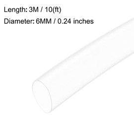 sourcing map Heat Shrink Tubing 6mm Dia 3 m Length 2:1 Heat Shrink Wrap Cable Sleeve Heat shrink Tube Clear
