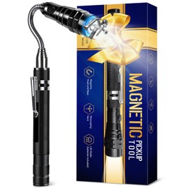 Magnetic Pickup Tool with Flashlight - 22" Extendable Magnets 360° Flexible Neck Magnet Tool Gift for Man Father Dad Grandpa Him Electrician Husband, Best Choice for Valentine, Christmas, Anniversary