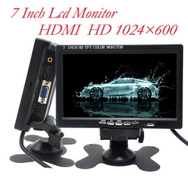 Pardarsey 7 Inch HDMI Monitor 1024x600 HD TFT LCD Display Screen HDMI AV VGA Input Built in Speaker For Raspberry Pi 3 Model B+ 3B CCTV Computer PC DVR Car monitor