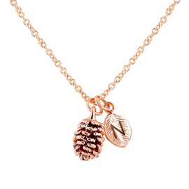 MignonandMignon Rose Gold Dainty Pinecone Necklace Initial Necklace Nature Necklace Mother's Day Gift for Her (N) - 3PCN-L