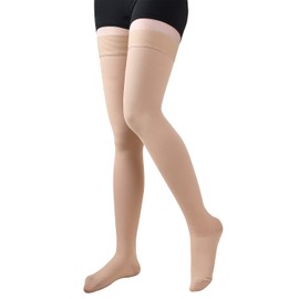 DCCDU Medias de compresión médicas con puntera cerrada para mujeres y hombres, manguera alta de 30-40 mmhg con punto de silicona