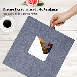 Álbum Grande Autoadhesivo, 40 Páginas en Blanco Magnético DIY Álbum de Recortes, 11x10.6 pulgadas Cubierta de Lino con Bolígrafo de Metal, Gran Regalo para Bodas, Cumpleaños (Gris 27x28cm)