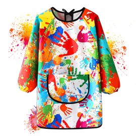 Gigmeta Children's Painting Apron for 7-11 Years Girls Boys Waterproof Painting Coat Adjustable Craft Apron with Sleeves and Big Pockets for School Art Painting Cooking