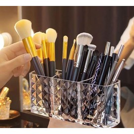 Acrylic Makeup Finger Nail Art Tool Organizer 3 Spaces For Storing Beauty Nail Art Kit Tools (Transparent, One size)