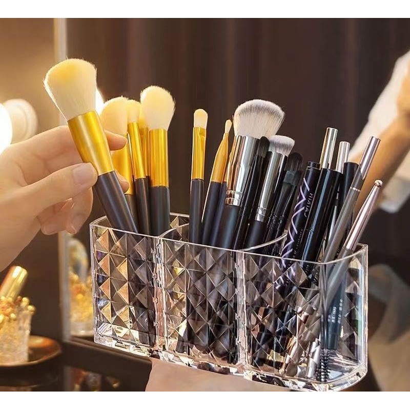 Acrylic Makeup Finger Nail Art Tool Organizer 3 Spaces For