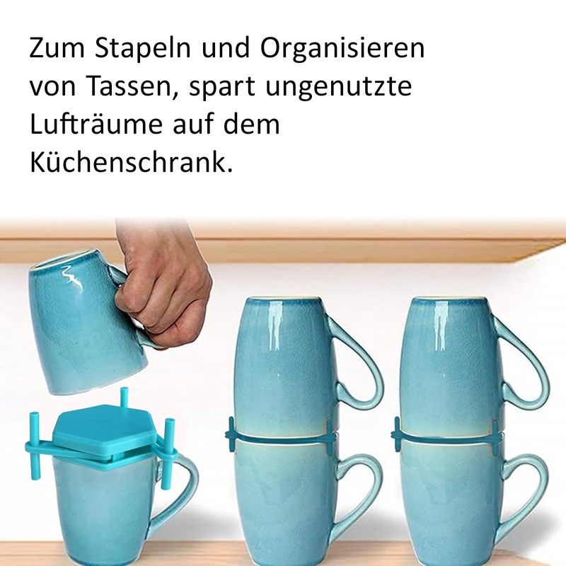 FEADBYT Coffee Cup Organiser, 6 Pieces Cup Organiser, Stackable Cup