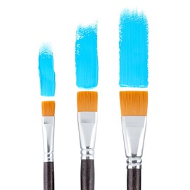 Transon Flat Paint Brush Set 3pcs for Acrylic Watercolor Gouache Oil and Body Painting