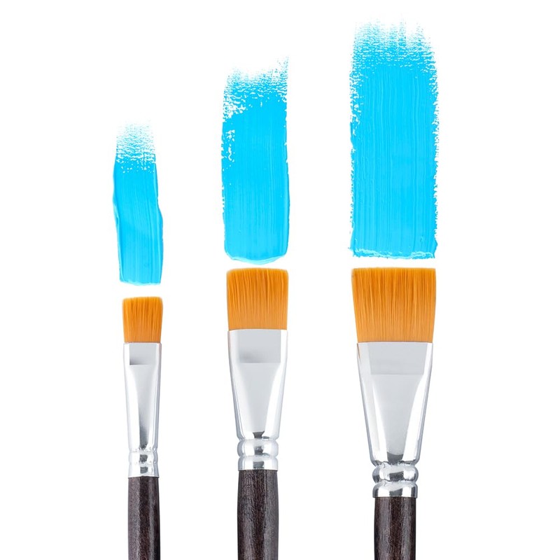 Transon Flat Paint Brush Set 3pcs for Acrylic Watercolor Gouache