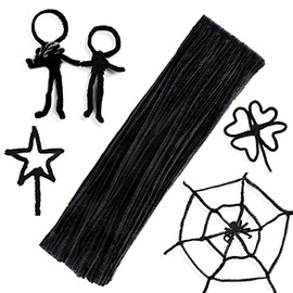 60 Pieces Black Pipe Cleaners,Craft Pipe Cleaners,Pipe Cleaners Chenille Stem,Pipe Cleaners Bulk,Art Pipe Cleaners for Creative Home Decoration Supplies Arts and Crafts Project