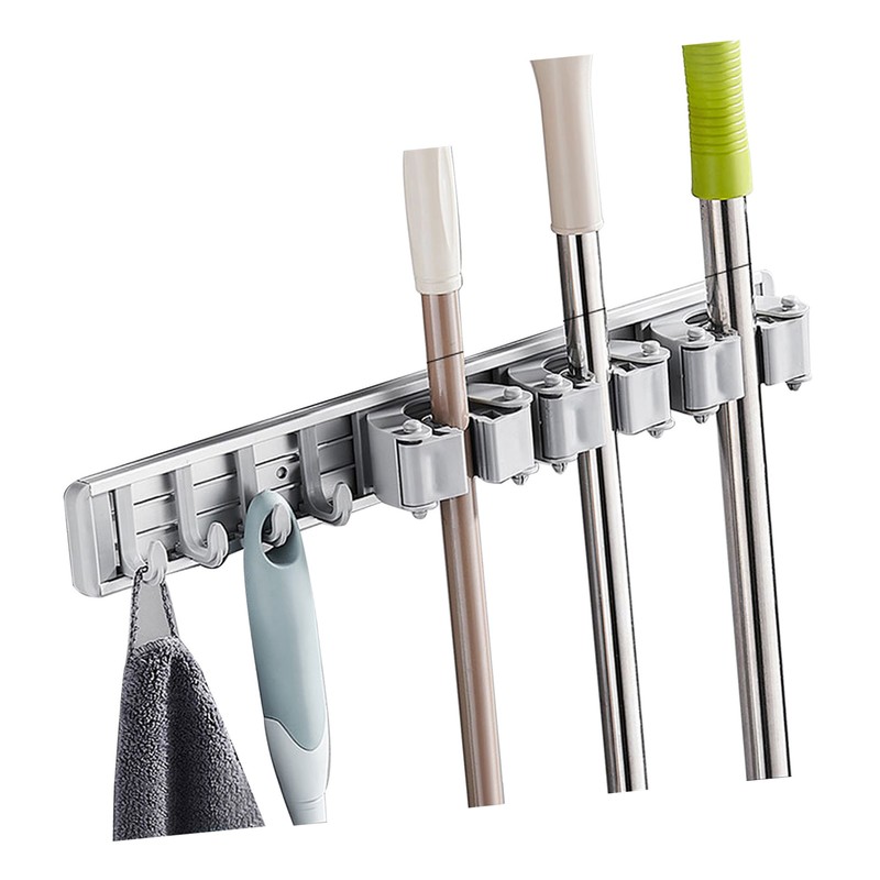 Mop Holder With Hooks Broom Holder Drilling & Nail-free Wall