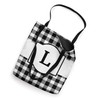 Black and White Buffalo Plaid Monogram Letter L Initial Gift