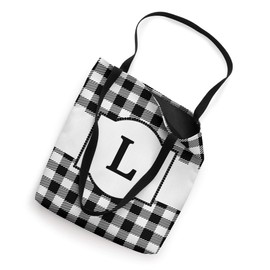 Black and White Buffalo Plaid Monogram Letter L Initial Gift Tote Bag