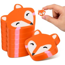 Lurrose Pack of 50 Fox Erasers for Kids Pencil Animals Mini Cute for Classroom Prizes - Large for Boys and Girls