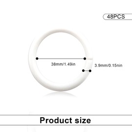 LNSYSNS Pack of 48 Curtain Rings, C-Shape Shower Curtain Hooks, White Curtain Rings for Curtain Rods, for Shower, Doors & Living Area