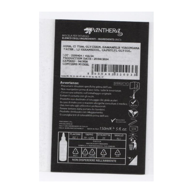 Panthera Black Ink Liner 150 ml Tattoo Ink - Tattoo
