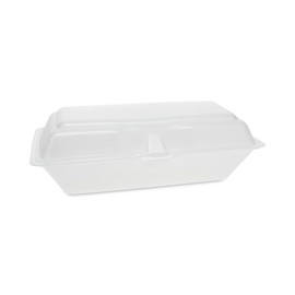 Pactiv Foam White Hoagie/Sandwich Container, 9.75 x 5 x 3.25 inch - 560 per case.