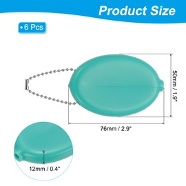 PATIKIL Rubber Coin Purse, 6 Pcs Squeeze Coin Holders with Chain for Men Women Shopping Traveling, Green Blue