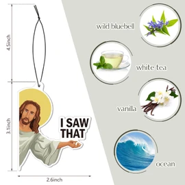 8 Pack Jesus I Saw That Car Air Fresheners Funny Hanging Air Fresheners Car for Cute Mirror Freshener Mirror Scented Hanging Accessories for Men Woman