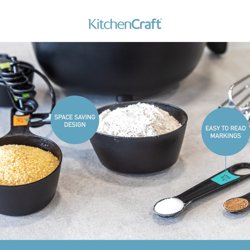 KitchenCraft Universal Measuring Spoon Set, Teaspoons and Tablespoons for Measuring