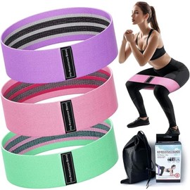 Set de 3 Bandas de Resistencia de Tela para Glúteos y Piernas, Ligas Elasticas Multifuncionales Anti-deslizantes para Entrenamiento en Casa, Yoga, Pil