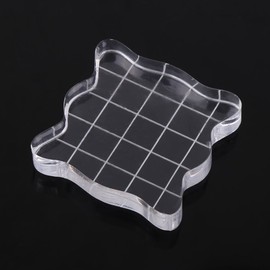 Acrylic Stamp Block with Grips and Grid Square Shape Transparent Acrylic Block Pad Essential Tool for Stamping and Scrapbooking (5 * 5cm)