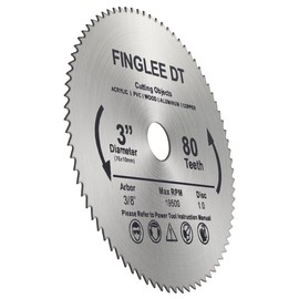 FINGLEE DT 3Pcs 3 inch HSS Circular Saw Blade, 80 Teeth High Speed Steel Cut Off Tool Blade with 3/8 inch Arbor, for Rotary Tools Wood Plastic Cutting(1Pcs)