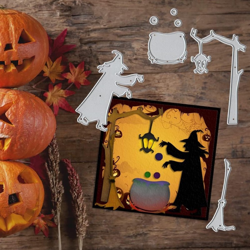 Halloween Witch Cauldron Cutting Dies Metal Embossing Stencils Template