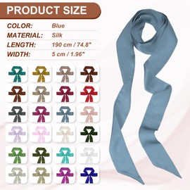 PATIKIL Stylish Ribbon Scarf, Solid Color Skinny Scarf Pure Long Neckerchief Silk Necktie Belts Sash Hair Scarves Headband Ribbon Tie for Women, Blue