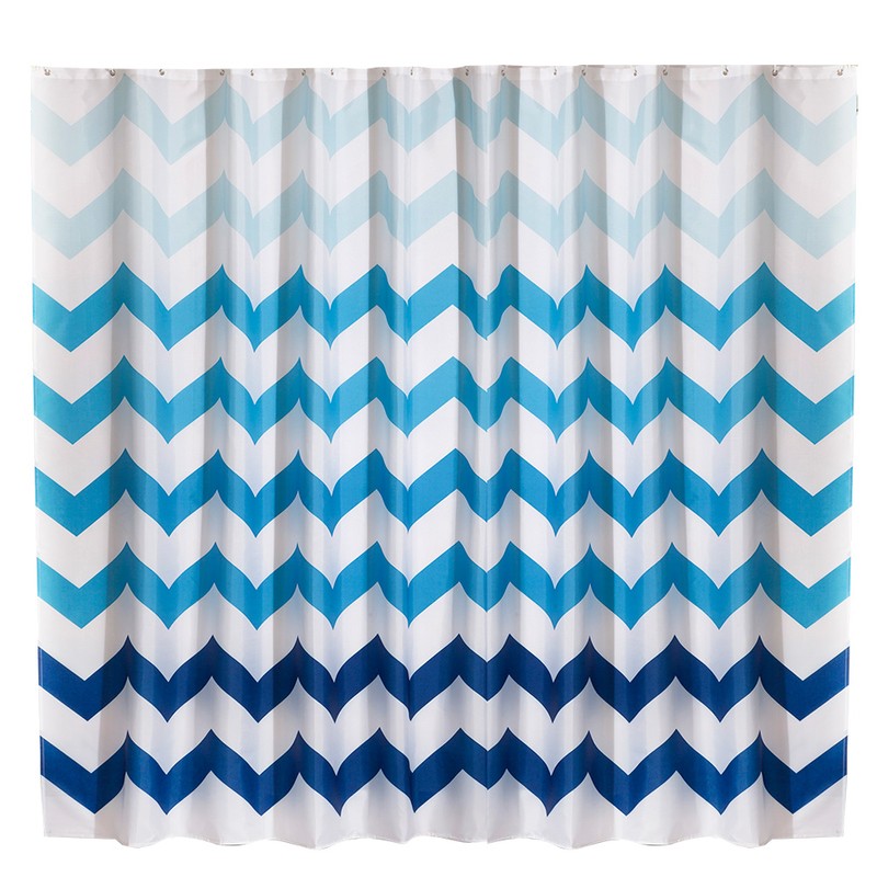 Polyester Floral Wave Shower Bath Curtain Thicken Waterproof Bathroom Curtain