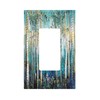 Decorative Light Switch Cover Teal Birch Trees Rustic Art Landscape